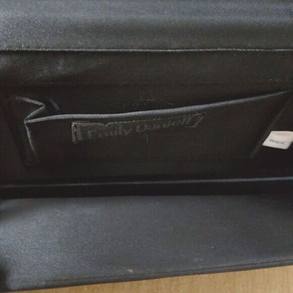 Black Satin Evening Shoulder Bag With Rhinestone Center Bow - Picture 9 of 10